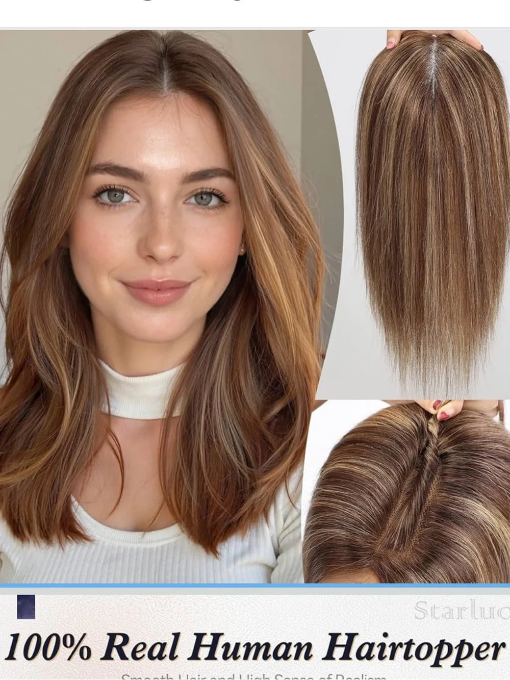 Real Human Hair Topper Model HTLP9019-1BR12 Light Brown T4/6/10 NEW
